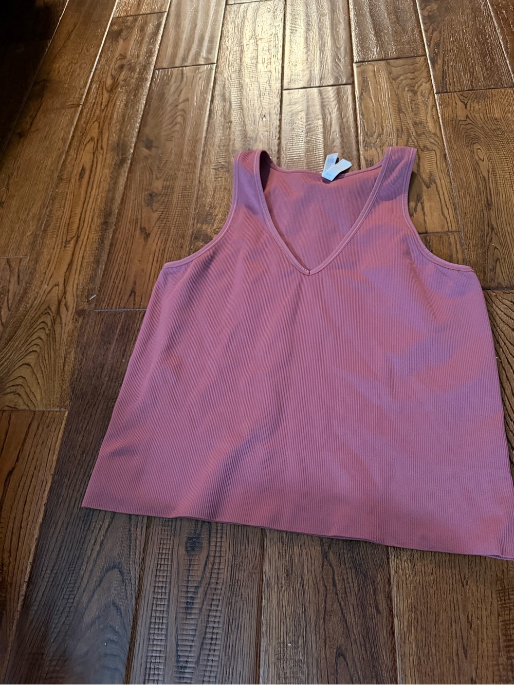 ATHLETA V-Neck Ribbed Tank Top - Rose Pink Size XL/TG/EG